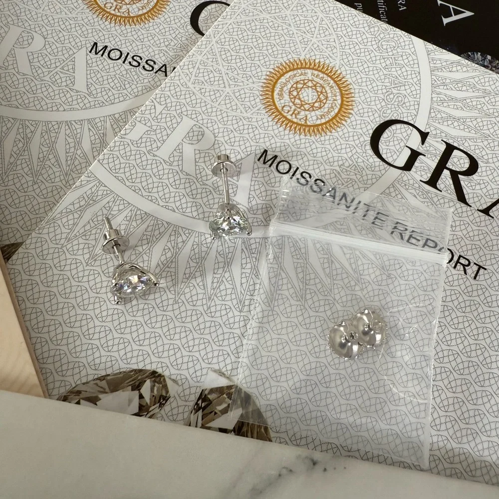 Moissanite Earrings - Picture 7 of 12